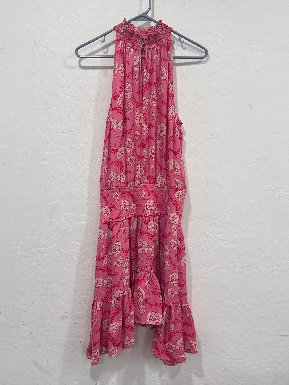 alc pink halter dress A.L.C. | Dresses | Cody Silk Floral Midi Womens 8 Smocked Waist Ruffle Hem gbm-greydressshirtsblazers